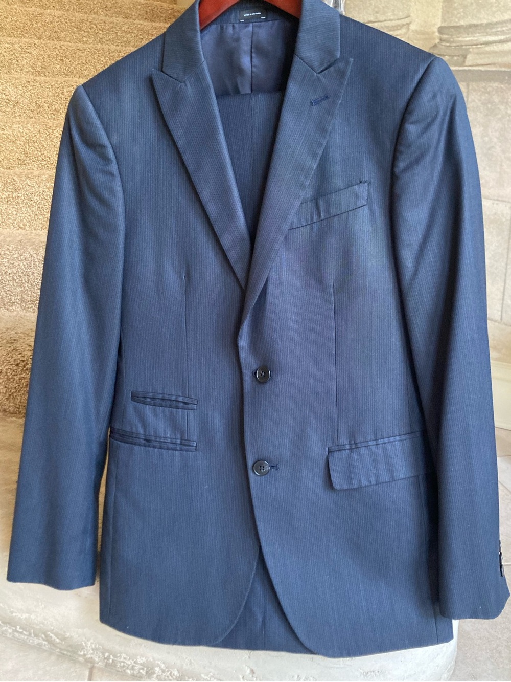 jf j.ferrar Men's Navy Two-Button Suit Jacket